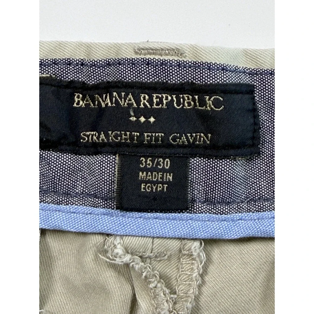 Banana Republic Gavin Fit Mens Cotton Chino Pants Khaki 35x30 Relaxed Straight